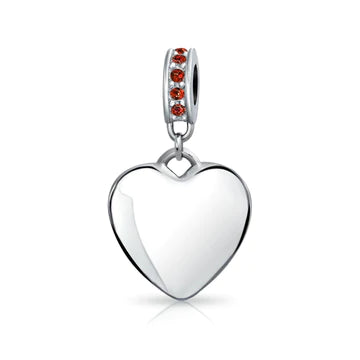 Charm con cuentas colgantes en forma de corazón con acento de cristal 