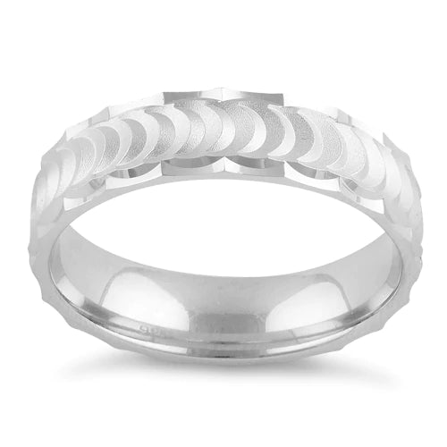 Anillo de boda de media luna de plata de ley 