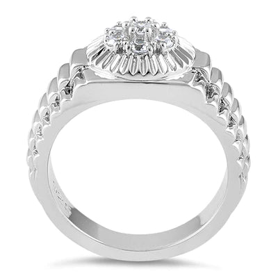 Anillo de plata de ley con circonita cúbica premium para hombre 